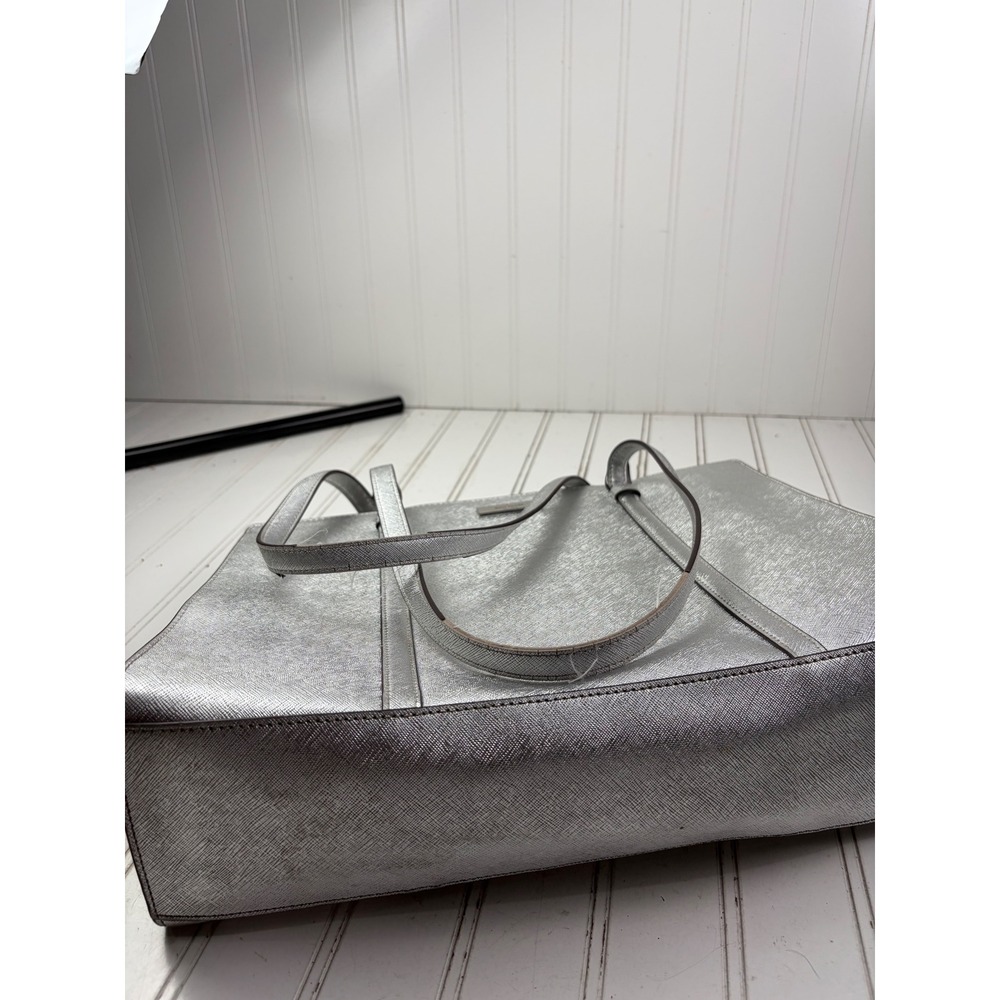 Kate Spade Vintage Silver Metallic Saffiano Leather Kenzie Shoulder Bag Purse - Picture 10 of 15